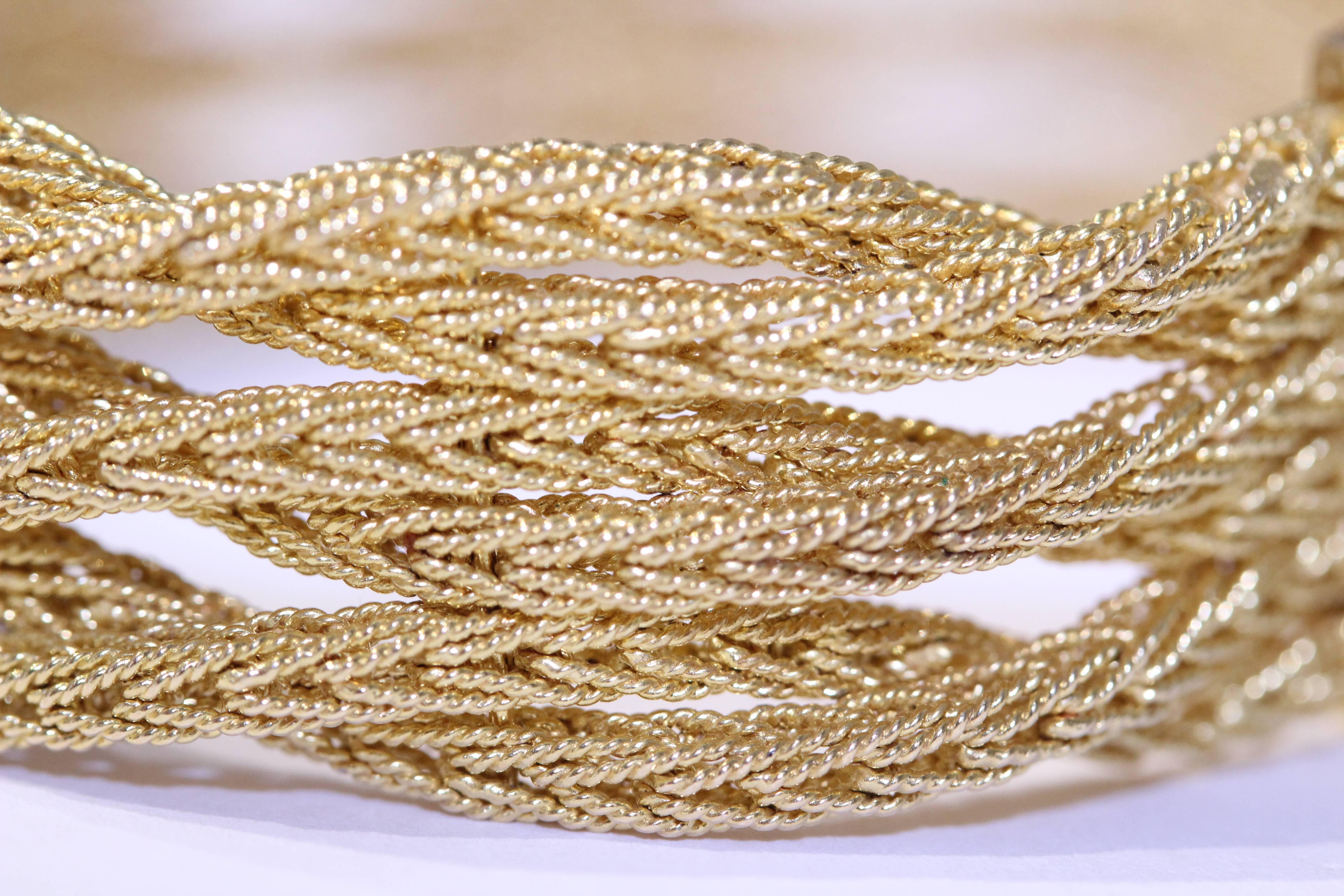Cartier Sapphire Yellow Gold Six-Row Interwoven Bracelet In Good Condition In Princeton, NJ