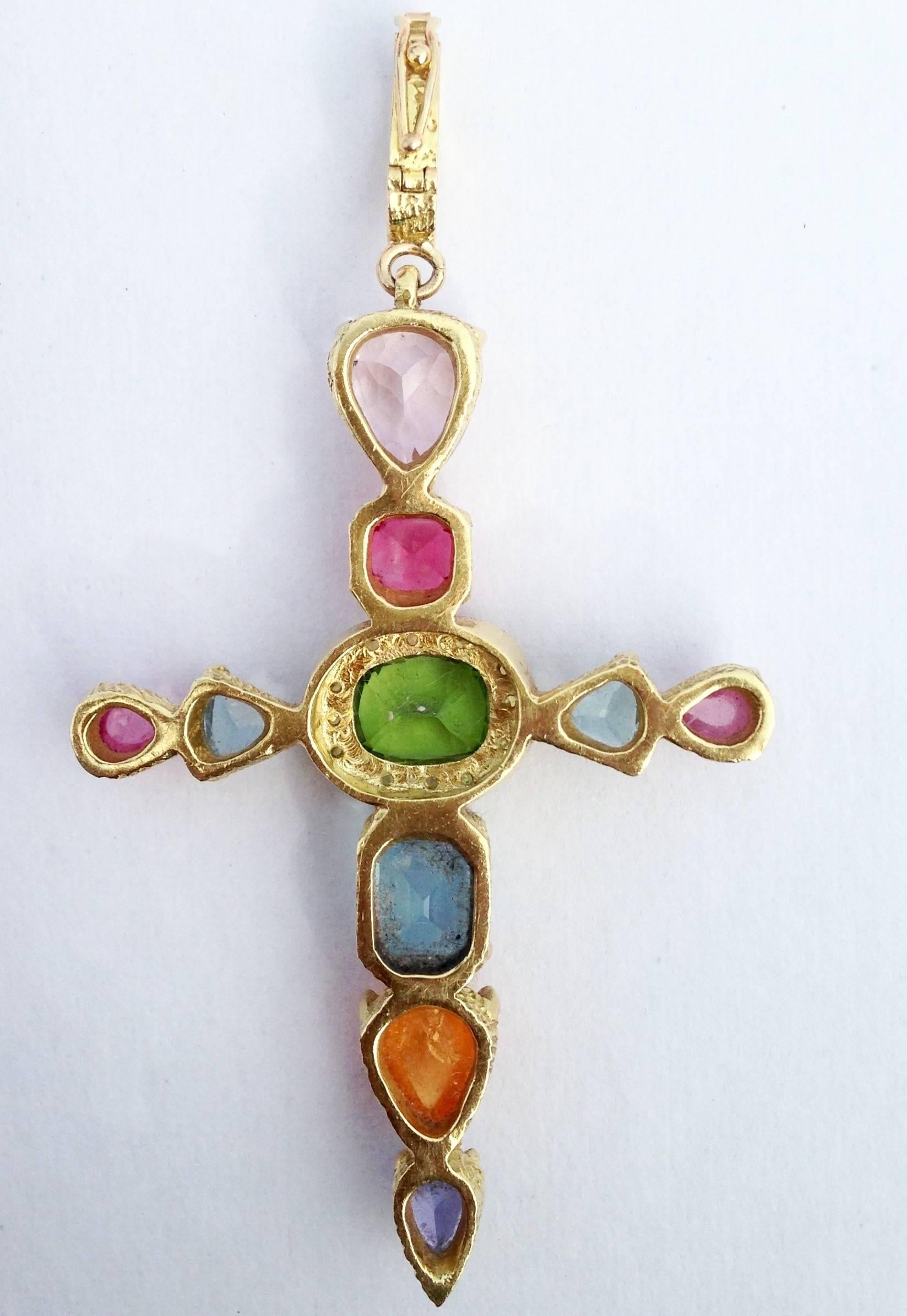 multi stone cross pendant