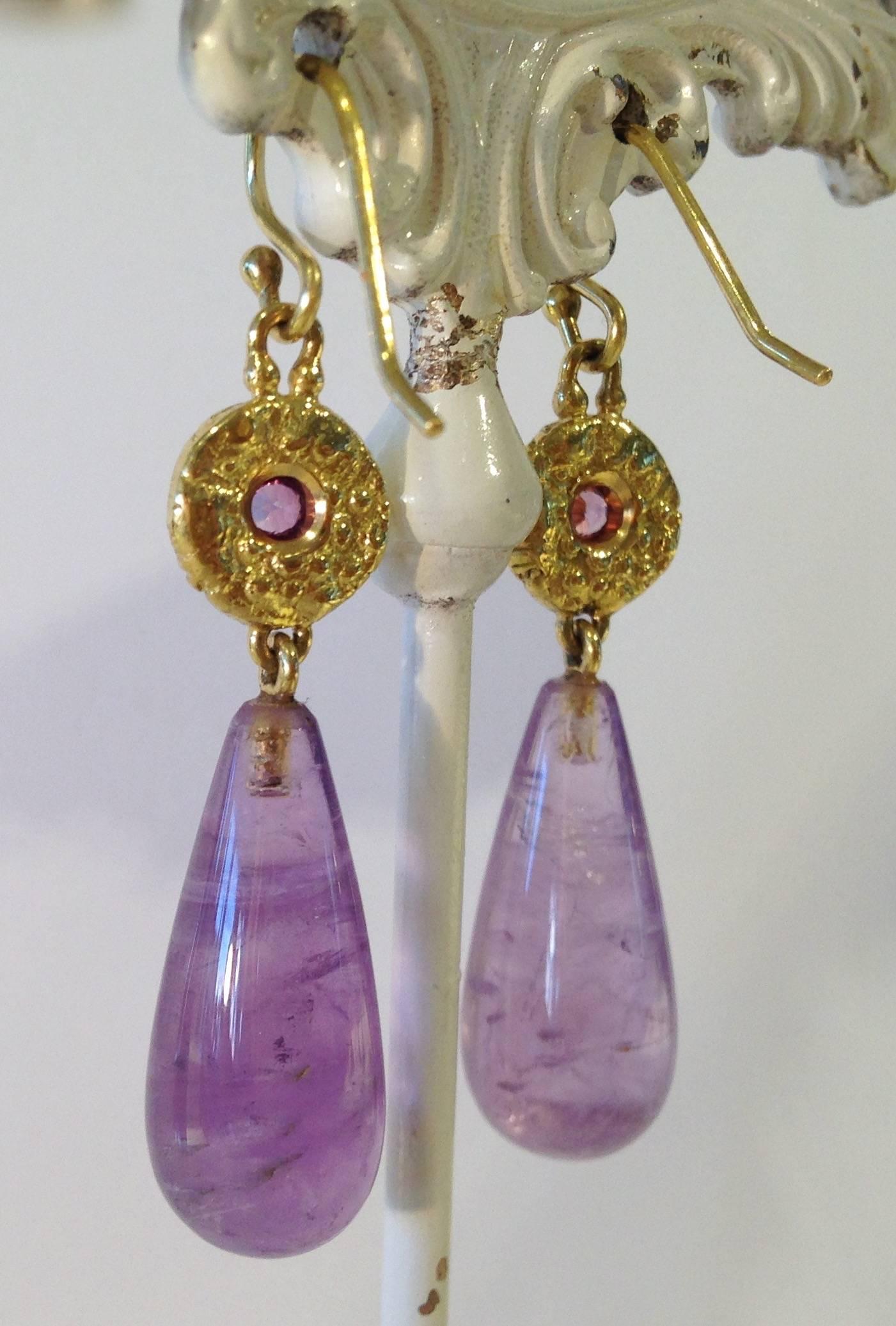 Artist Lilac Sapphire & Amethyst Drop Earrings