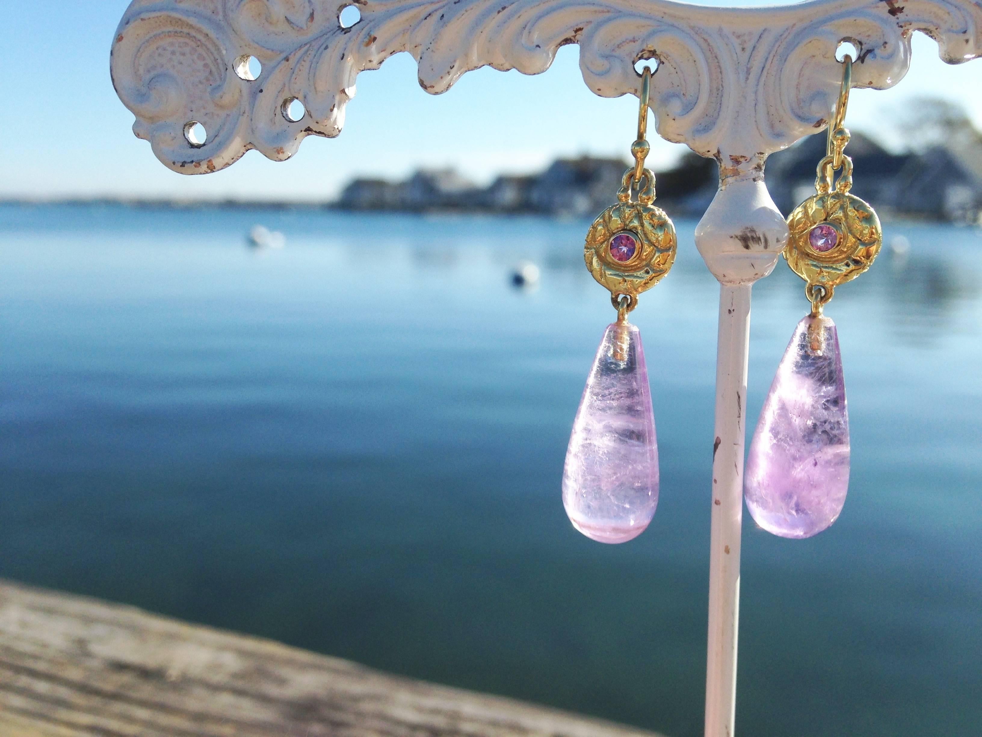 Lilac Sapphire & Amethyst Drop Earrings 1