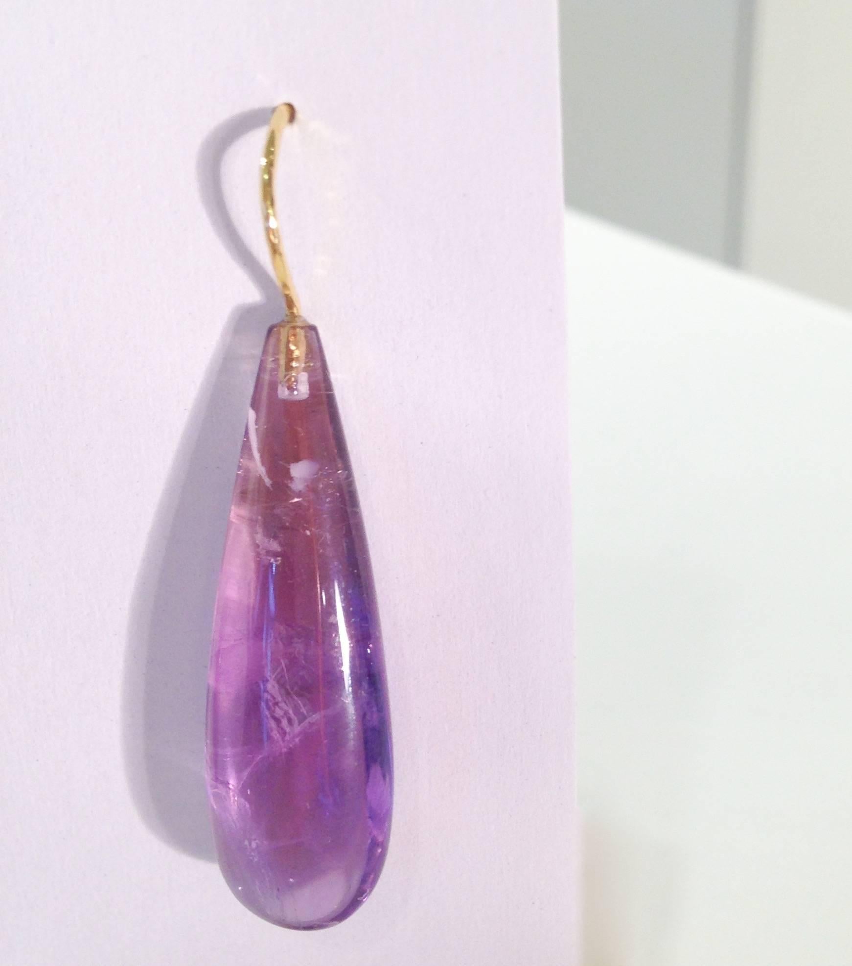 Artist Amethyst Gold Drop Earrings