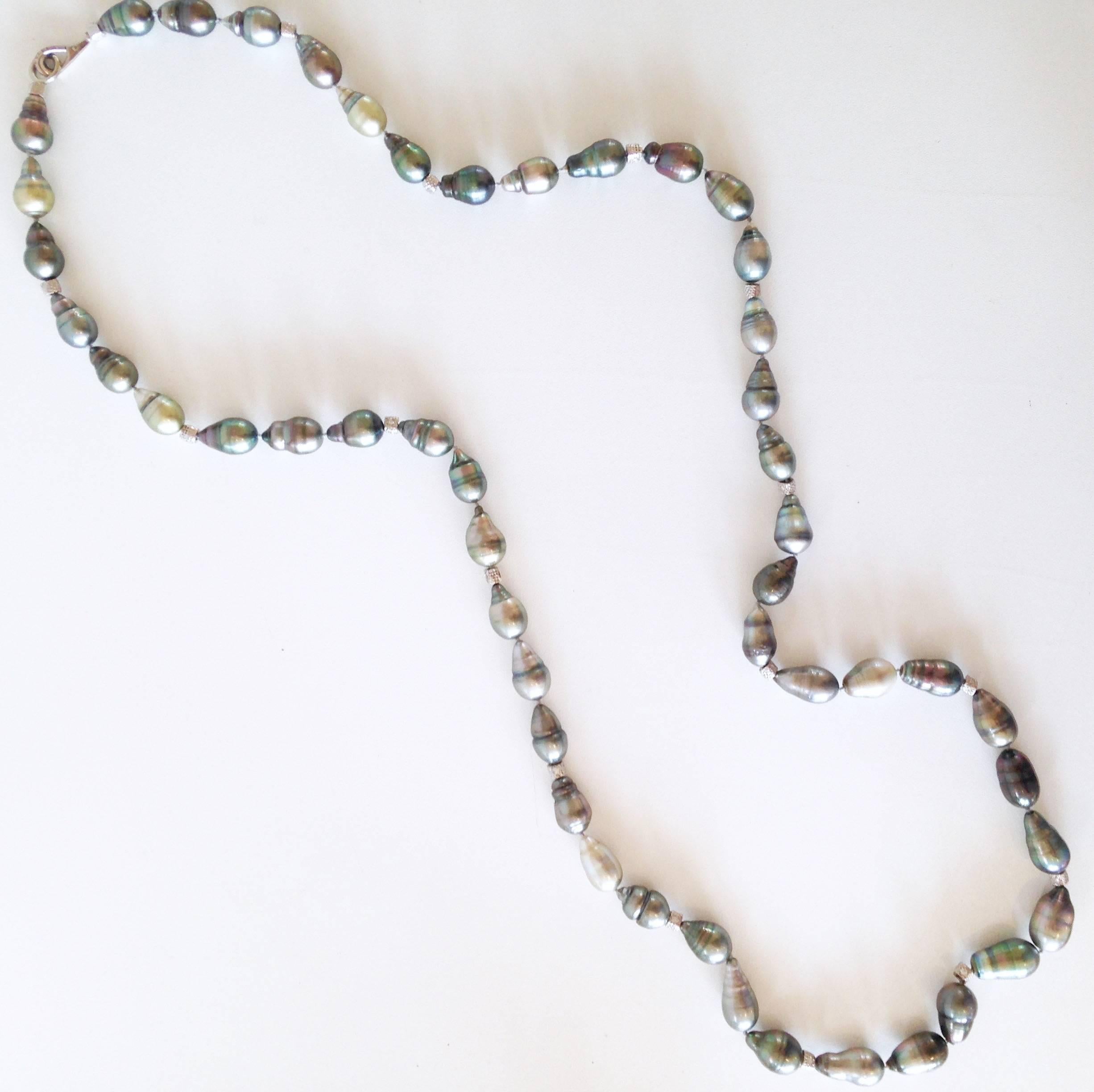 Artist Roaring Twenties Black Tahitian Pearl Necklace For Sale