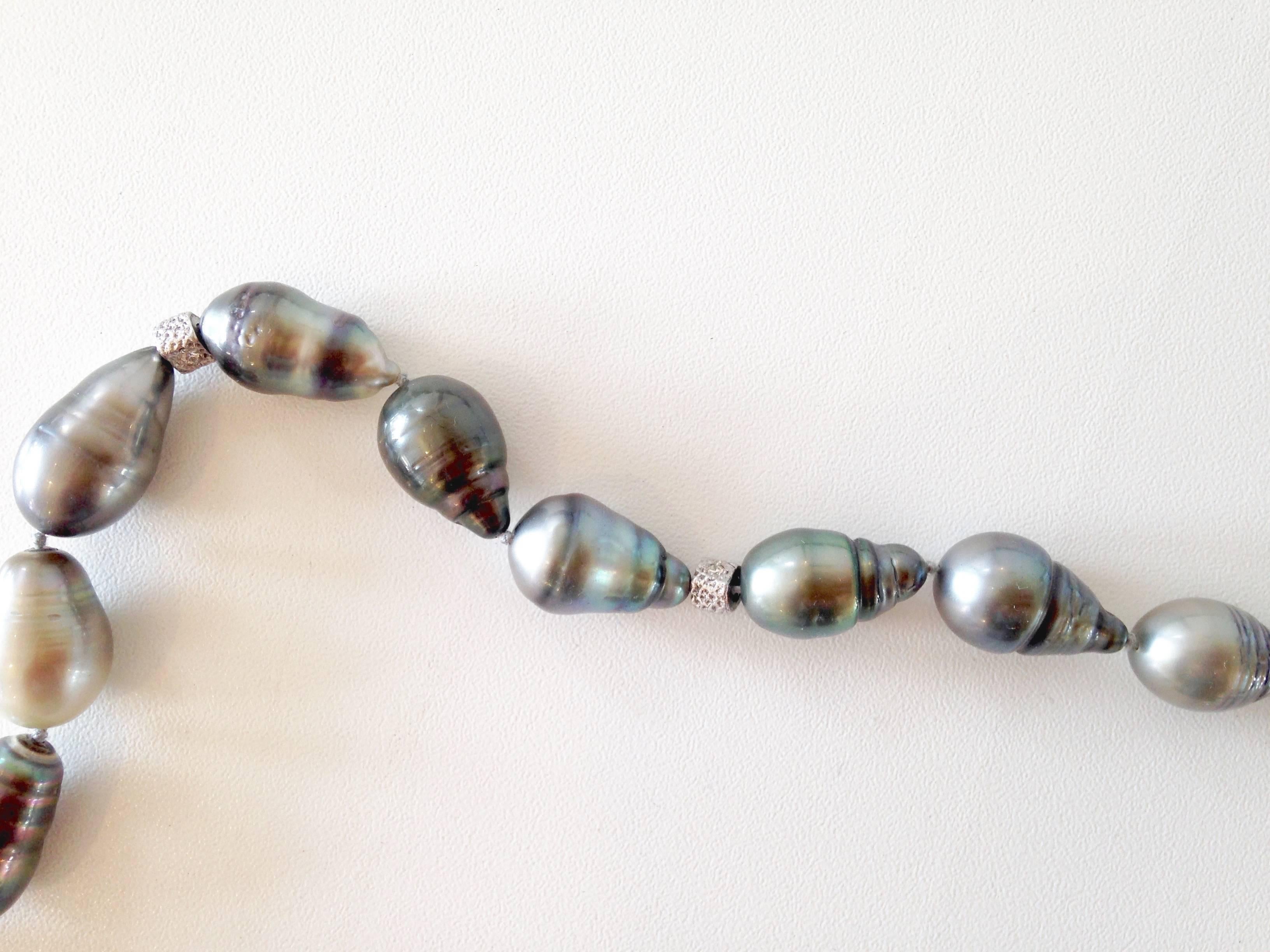 Roaring Twenties Black Tahitian Pearl Necklace For Sale 1