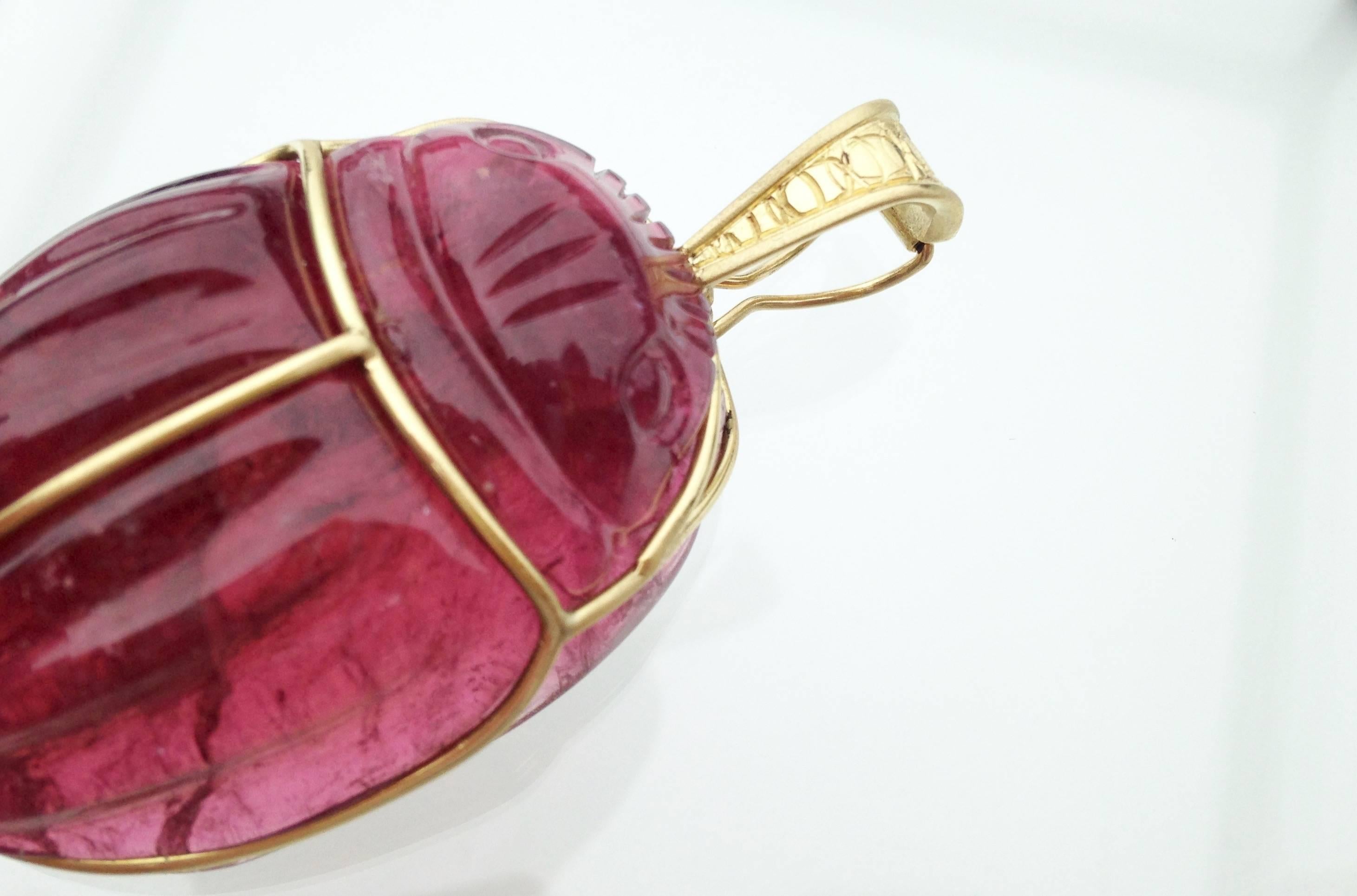 Artist Rubellite 147.6 Carat with Gold Bale 