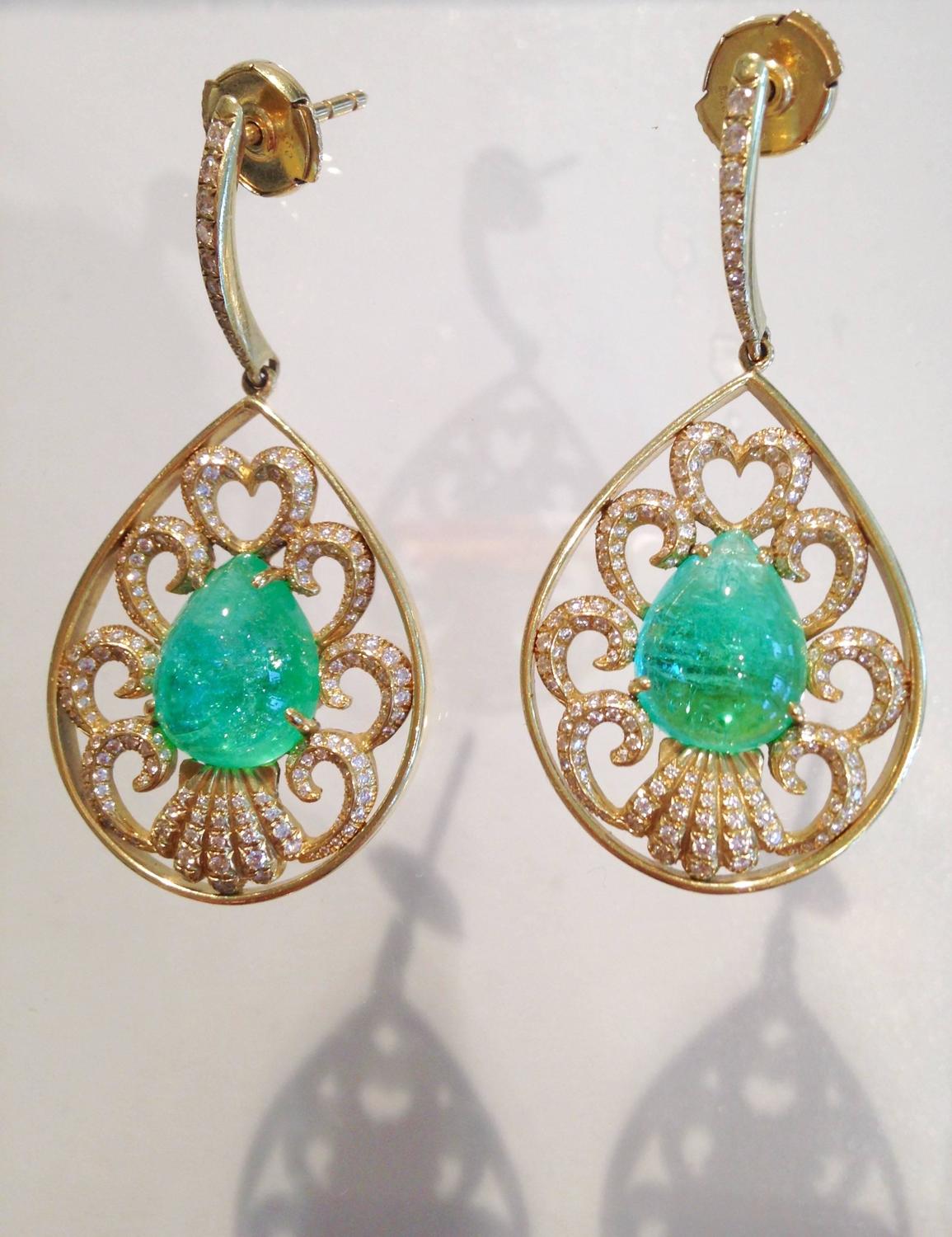 Heart of the Sea Paraiba Tourmaline Diamond Gold Earrings For Sale at ...