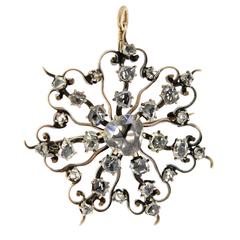 1880s Exquisite Victorian Rose Cut Diamond Gold Brooch 10