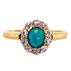 Sweet Victorian Turquoise and Diamond Ring