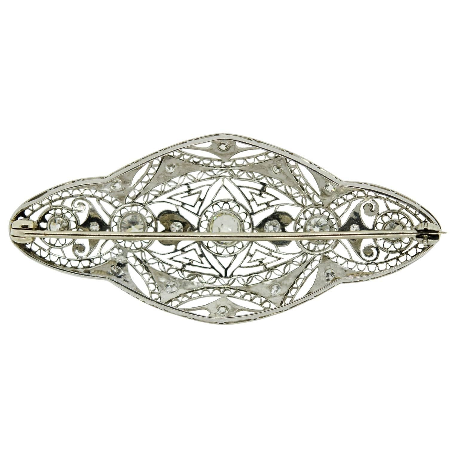 Art Deco 1920s Charming Lady's Diamond Gold Brooch For Sale