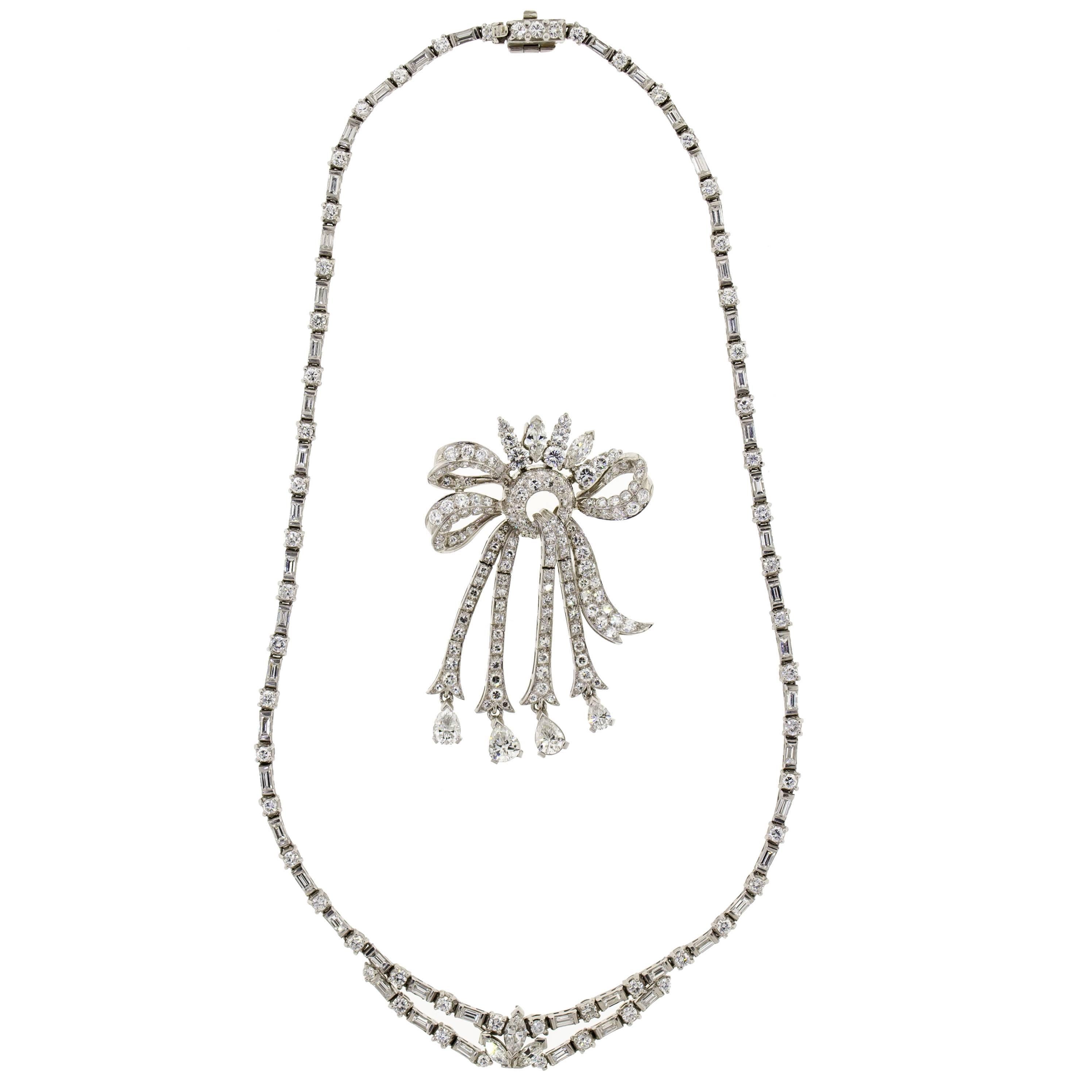 1950's Diamond & Platinum Riviere Necklace  In Good Condition For Sale In Lombard, IL