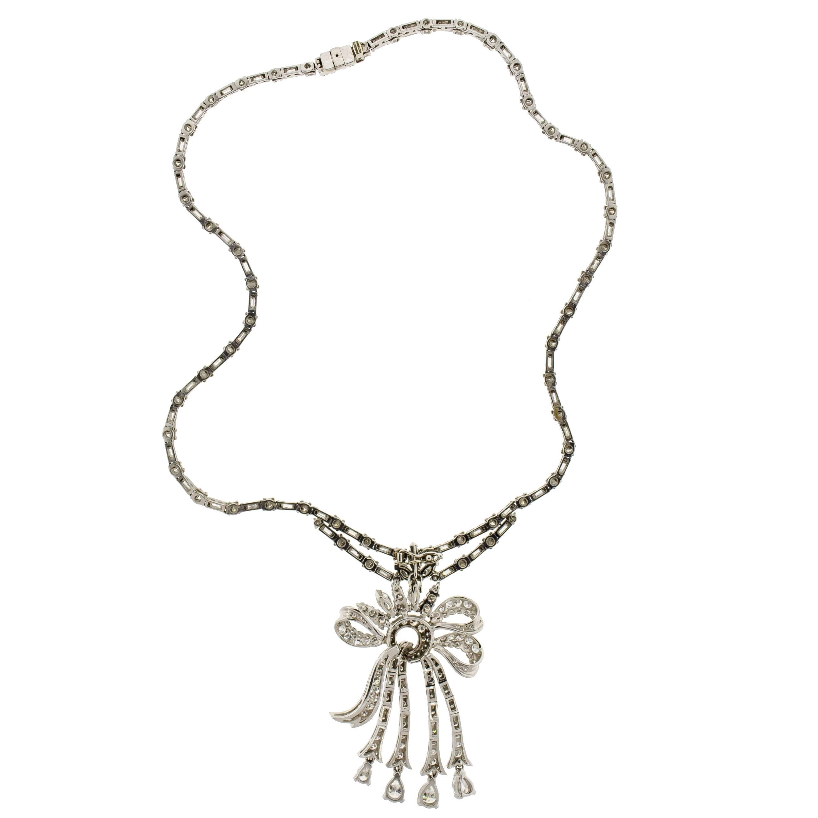 Women's 1950's Diamond & Platinum Riviere Necklace  For Sale