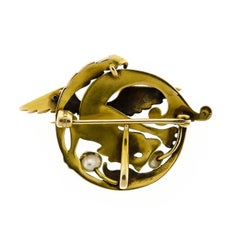 Dramatic Art Nouveau Turn of the Century Chimera Brooch