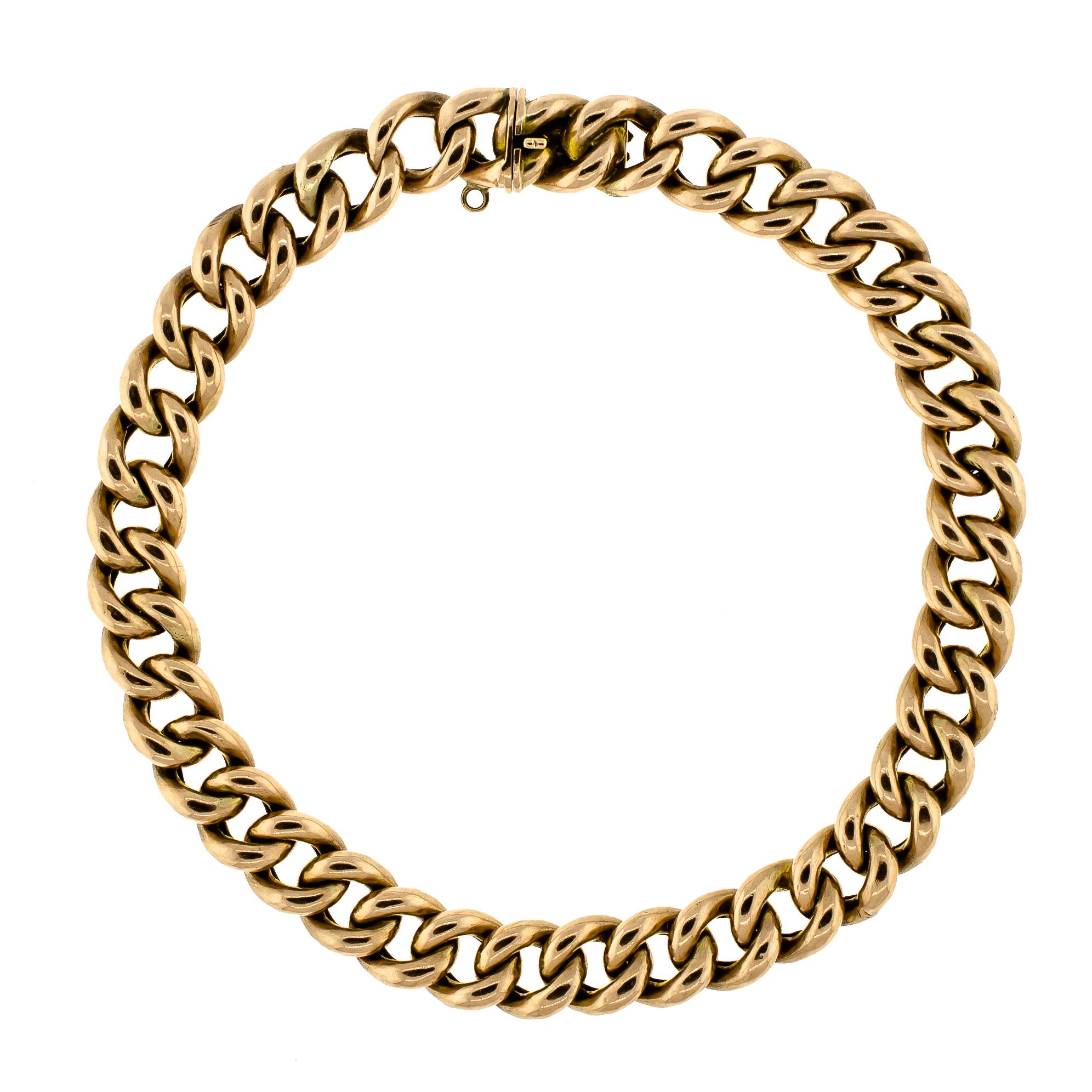 English 9 Carat Yellow Gold Curb Link Bracelet, circa 1900