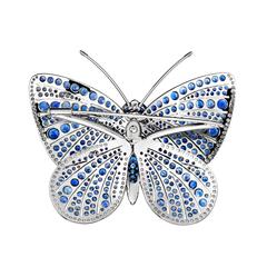 Renesim 4.26 Carat Sapphire Diamond Platinum "Holly Blue" Brooch