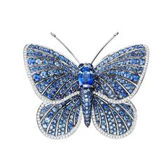 Renesim 4.26 Carat Sapphire Diamond Platinum "Holly Blue" Brooch