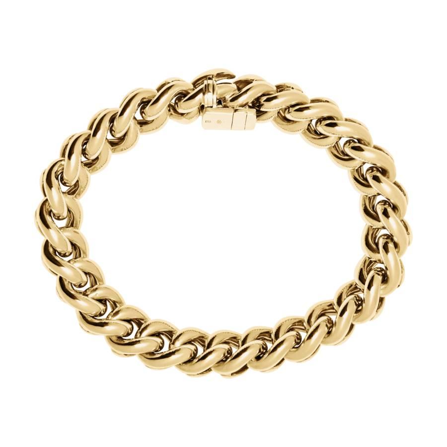 Renesim Broad Link Chain Gold Bracelet For Sale