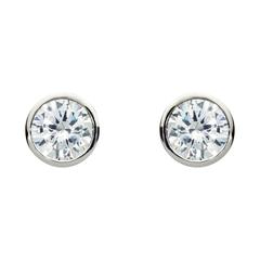 Renesim 1 Carat Bezel Set Diamond Gold Stud Earrings