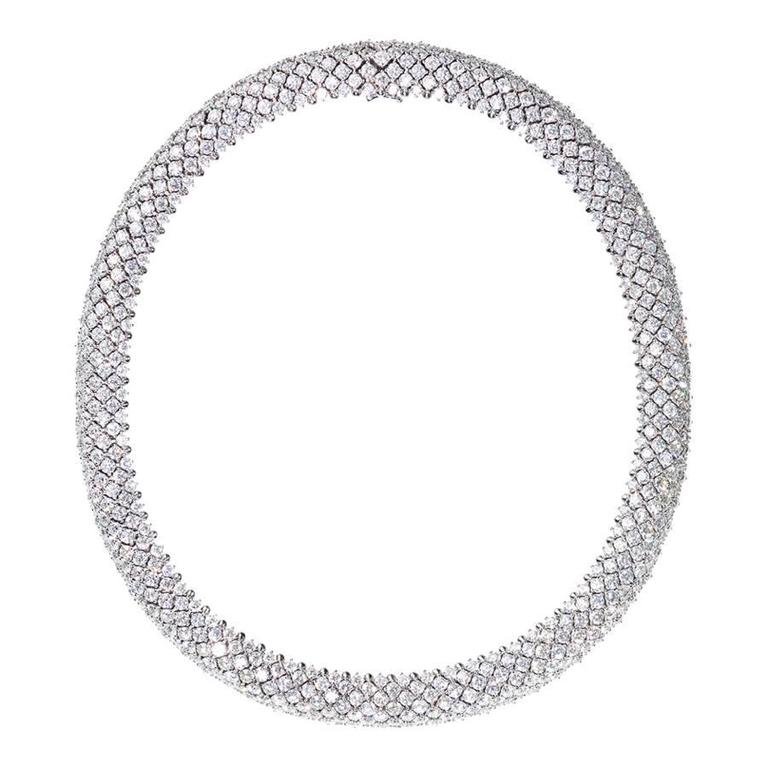 Renesim 60 Carat Diamond Gold Collier Necklace For Sale