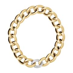 Renesim Pave Diamond Gold Broad Link Chain Necklace