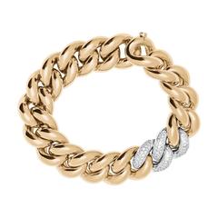 Renesim Pave Diamond Two Color Gold Link Chain Bracelet
