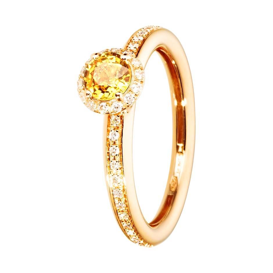 Renesim Yellow Sapphire Diamond Rose Gold Ring For Sale