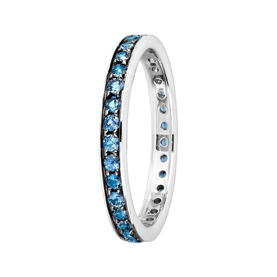 Renesim Blue Sapphire White Gold Eternity Ring For Sale