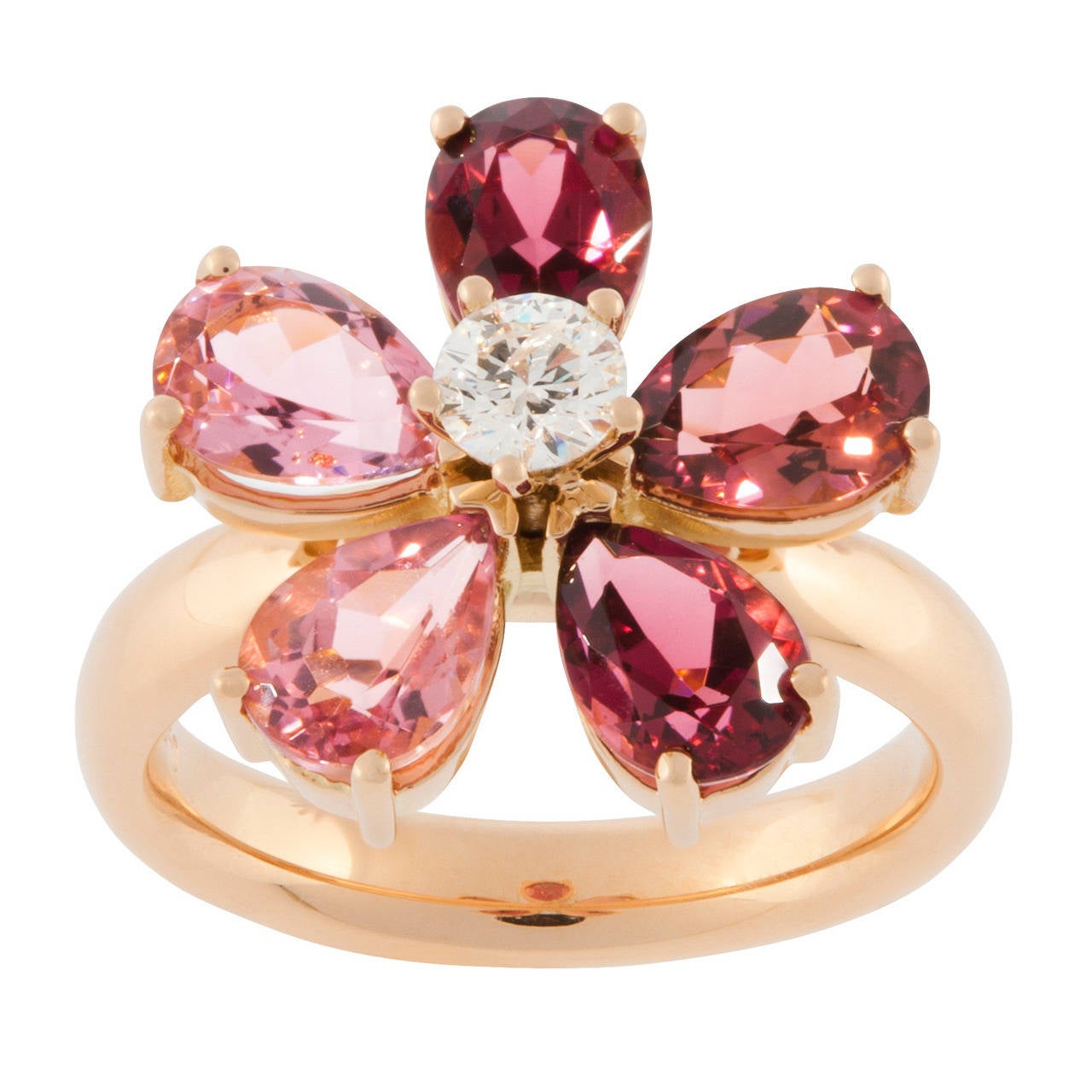 RENESIM Ring with Sparkling Bloom Made of Tourmalines For Sale