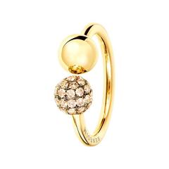 Renesim Champagne Diamond Pave Sphere Gold Ring
