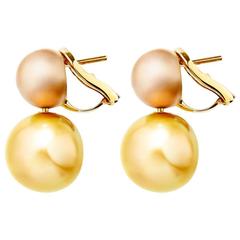 Renesim Yellow Pearl & Matted Gold Sphere Earrings