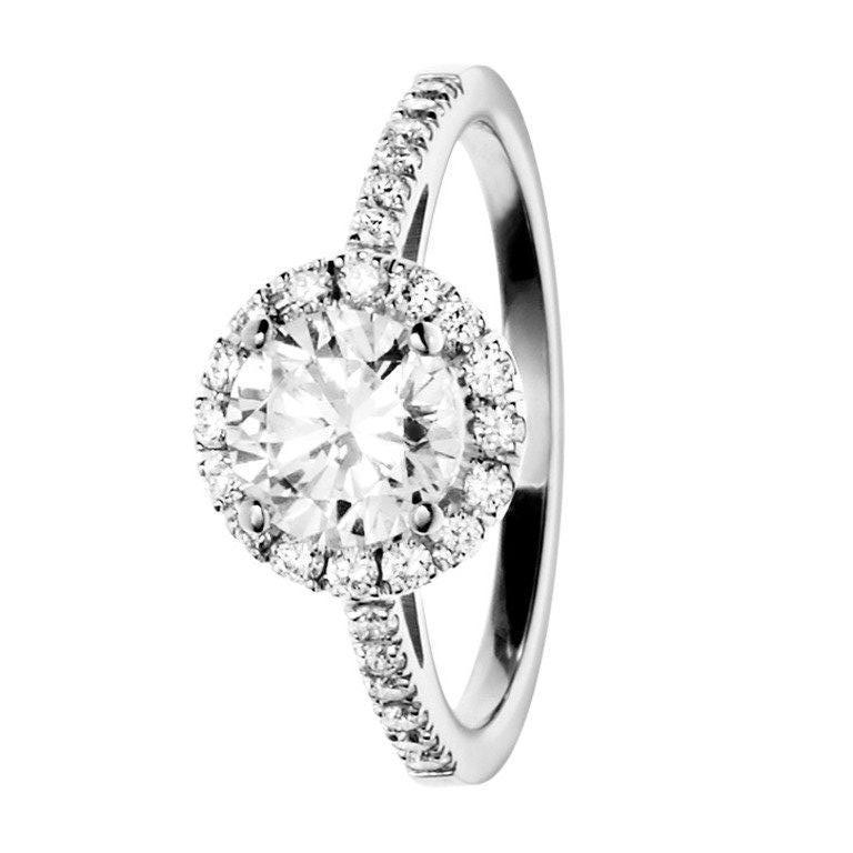 Renesim Brilliant Halo Diamond Ring For Sale