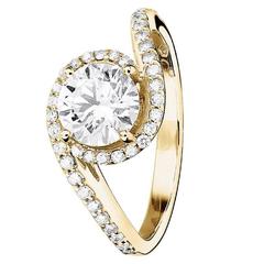 Renesim Diamond Gold Curved Cluster Ring