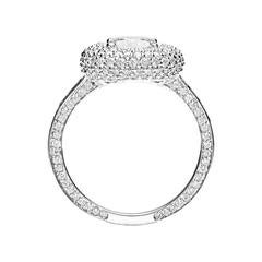 Renesim 1 Carat Brilliant and Pave Diamond Platinum Cluster Ring