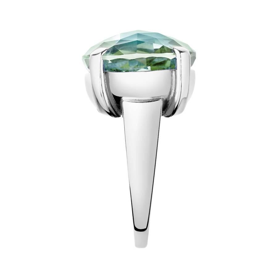 Contemporary Renesim Green Amethyst Gold Round Ring For Sale