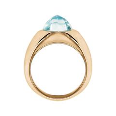 Renesim Sugar Loaf Aquamarine Gold Ring