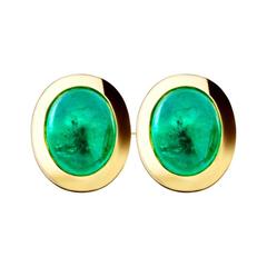 Renesim Emerald Cabochon Gold Cufflinks
