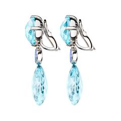 Renesim Blue Topaz Gold Drop Earrings
