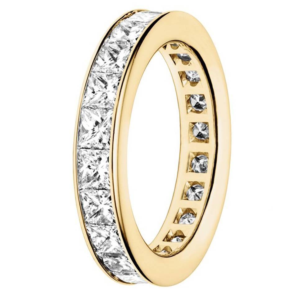 Renesim Princess Cut Diamond Gold Eternity Ring  For Sale