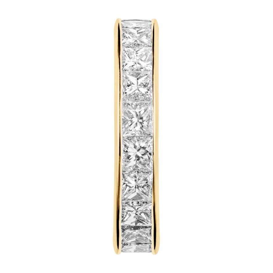 Contemporary Renesim Princess Cut Diamond Gold Eternity Ring  For Sale