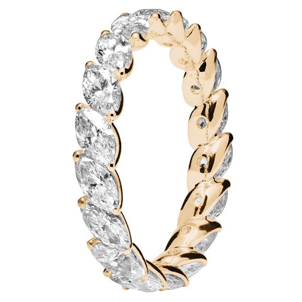 Renesim Navette Cut Diamond Rose Gold Eternity Ring  For Sale