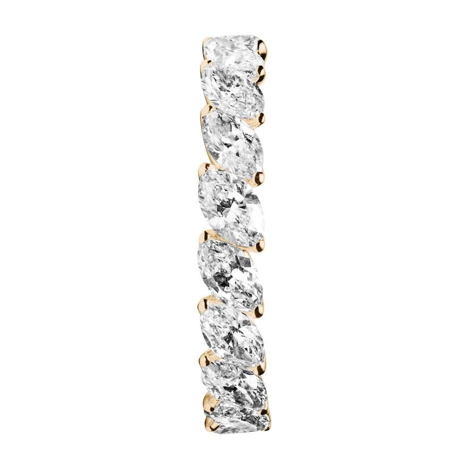 Contemporary Renesim Navette Cut Diamond Rose Gold Eternity Ring  For Sale