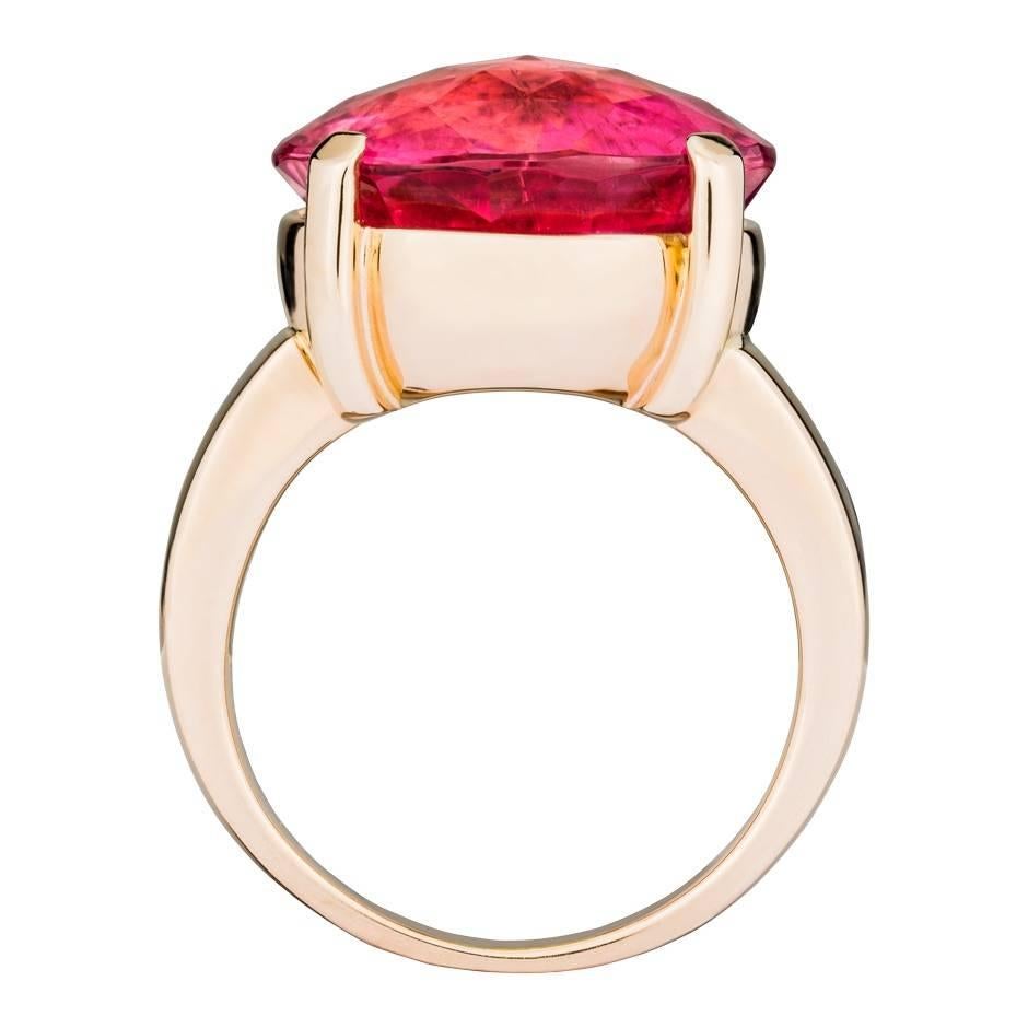 Contemporary Renesim Rubelite Rose Gold Round Ring For Sale