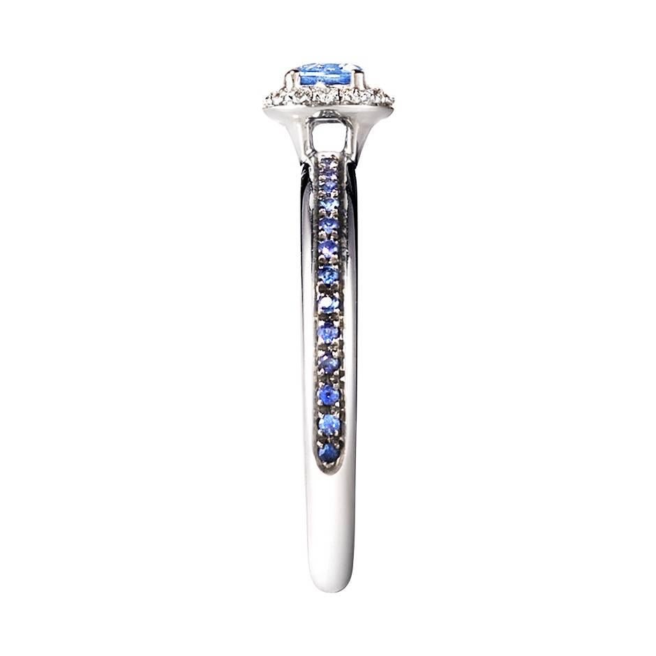 Renesim Blue Sapphire Diamond White Gold Ring In New Condition For Sale In Munich, DE