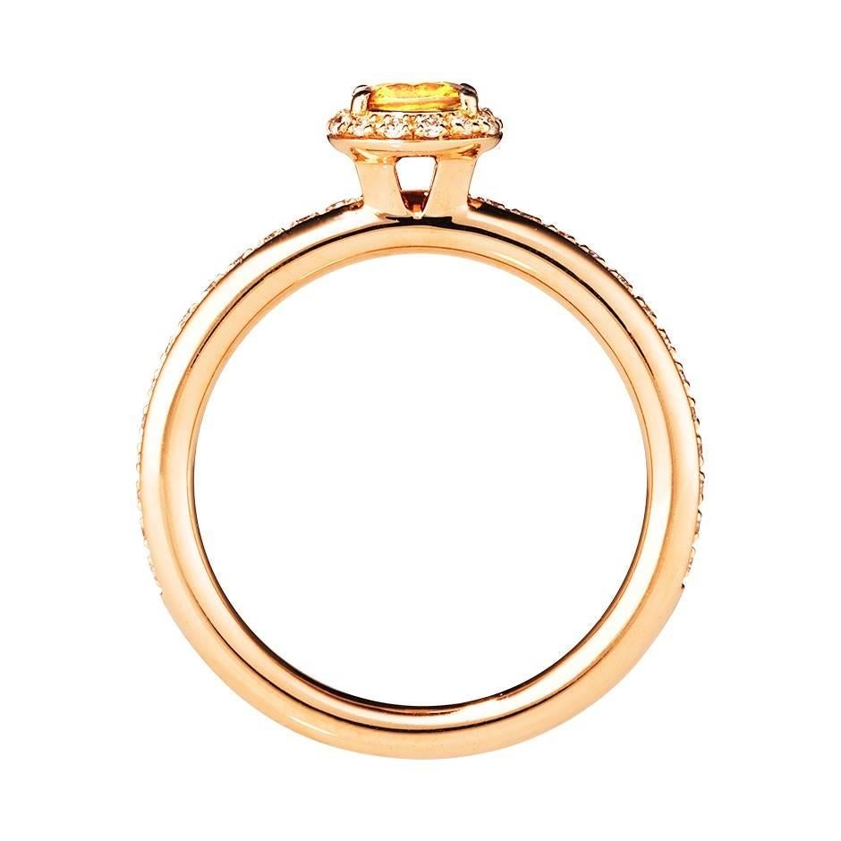 Contemporary Renesim Yellow Sapphire Diamond Rose Gold Ring For Sale