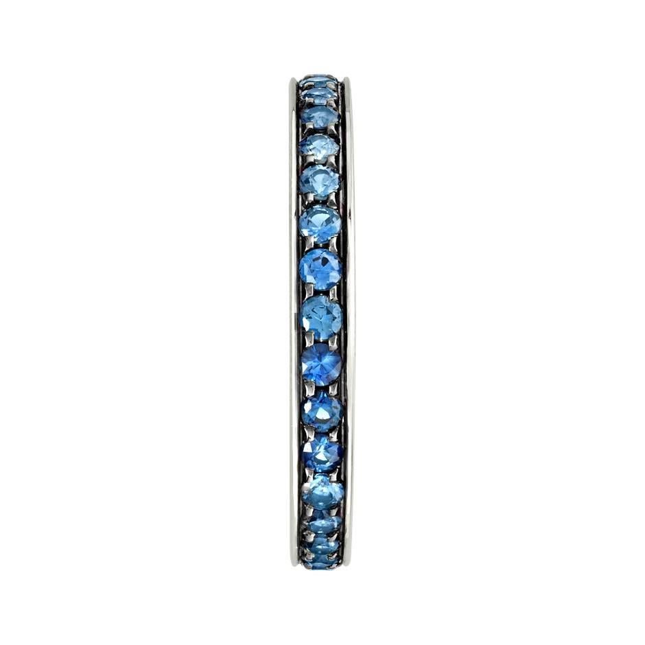 Renesim Blue Sapphire White Gold Eternity Ring In New Condition For Sale In Munich, DE