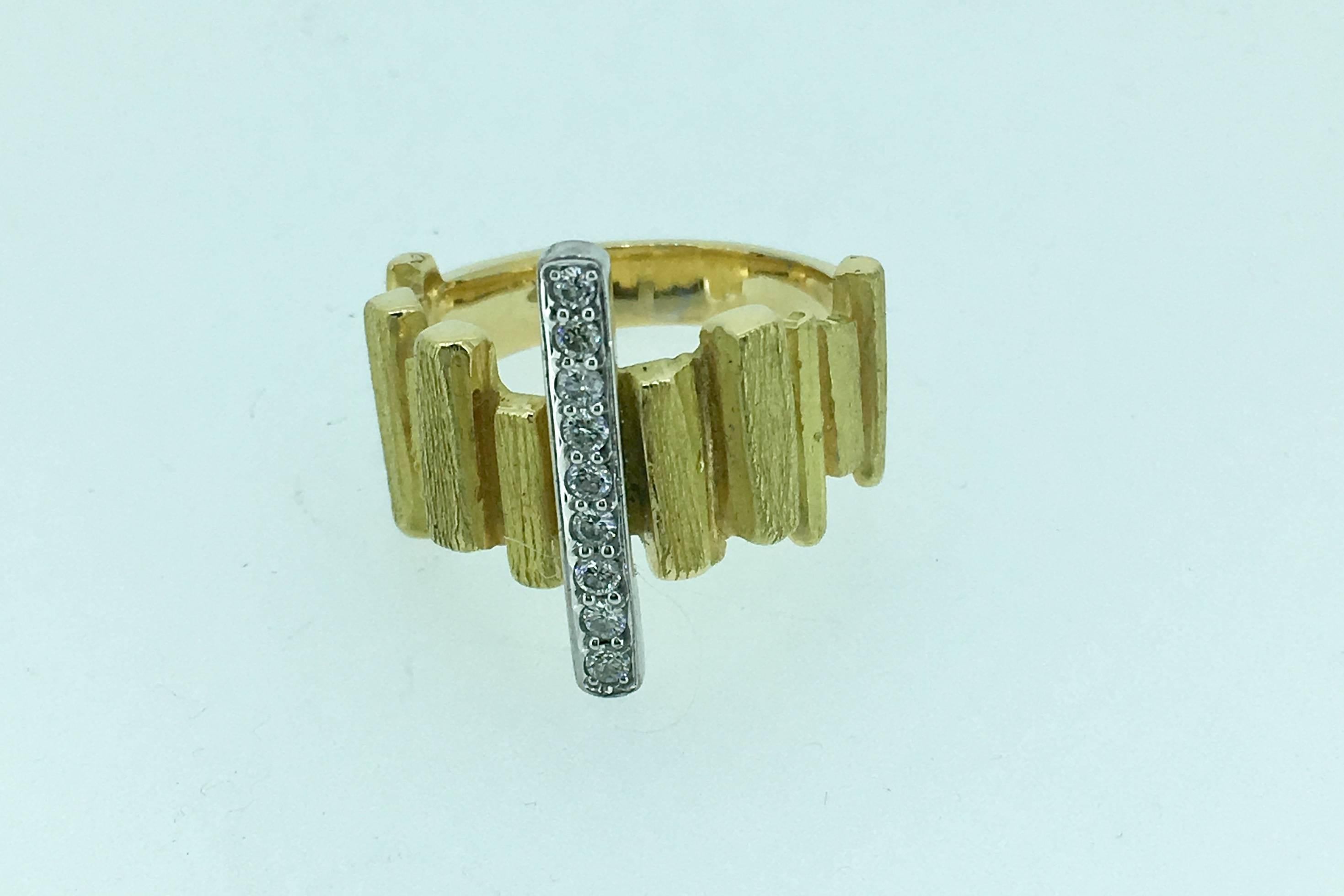 Women's or Men's S. Van Giel Modern Gold and Diamond Ring For Sale