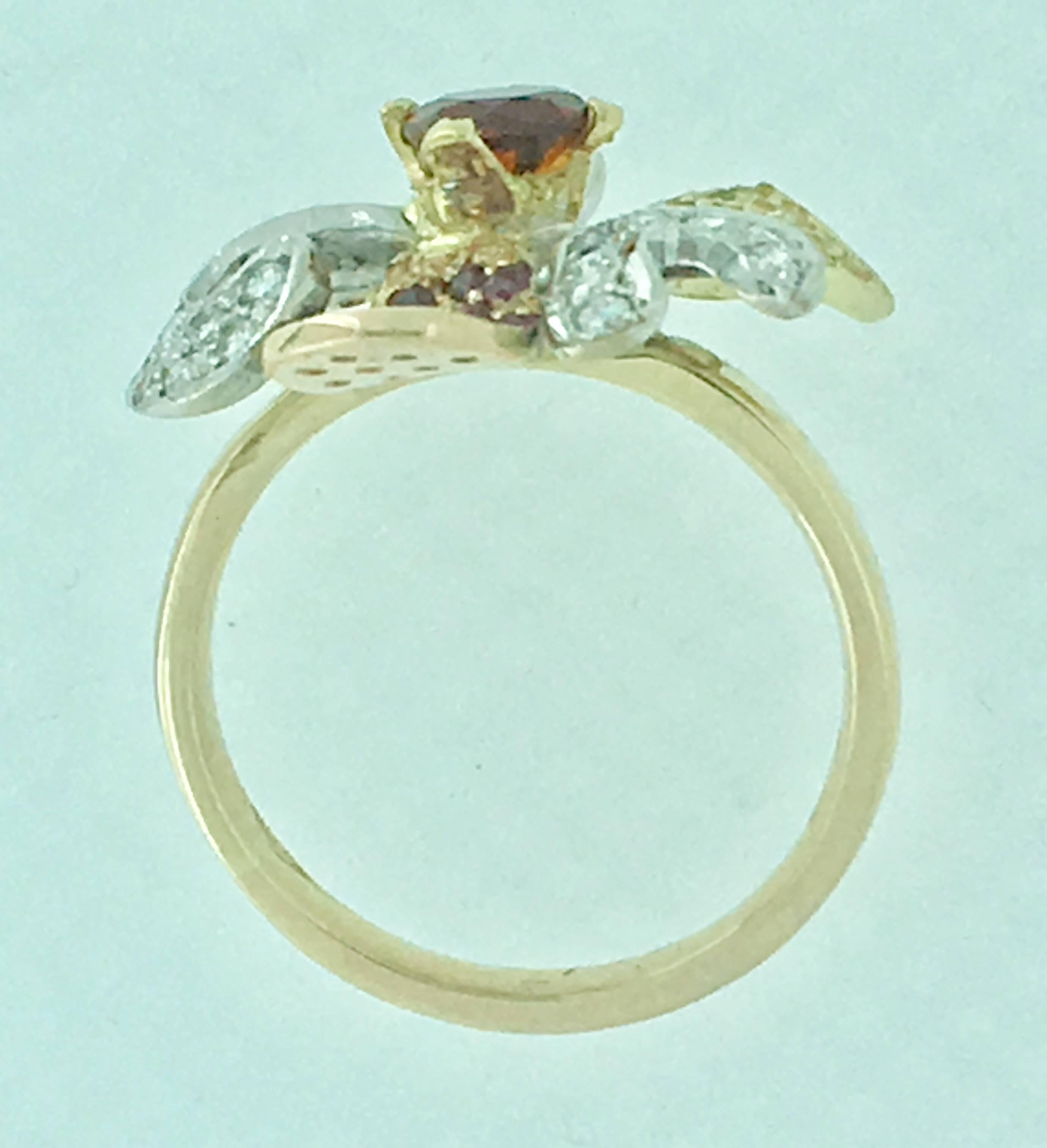 Contemporary S. Van Giel  Diamonds, Rubis and Saphire Flower Ring For Sale