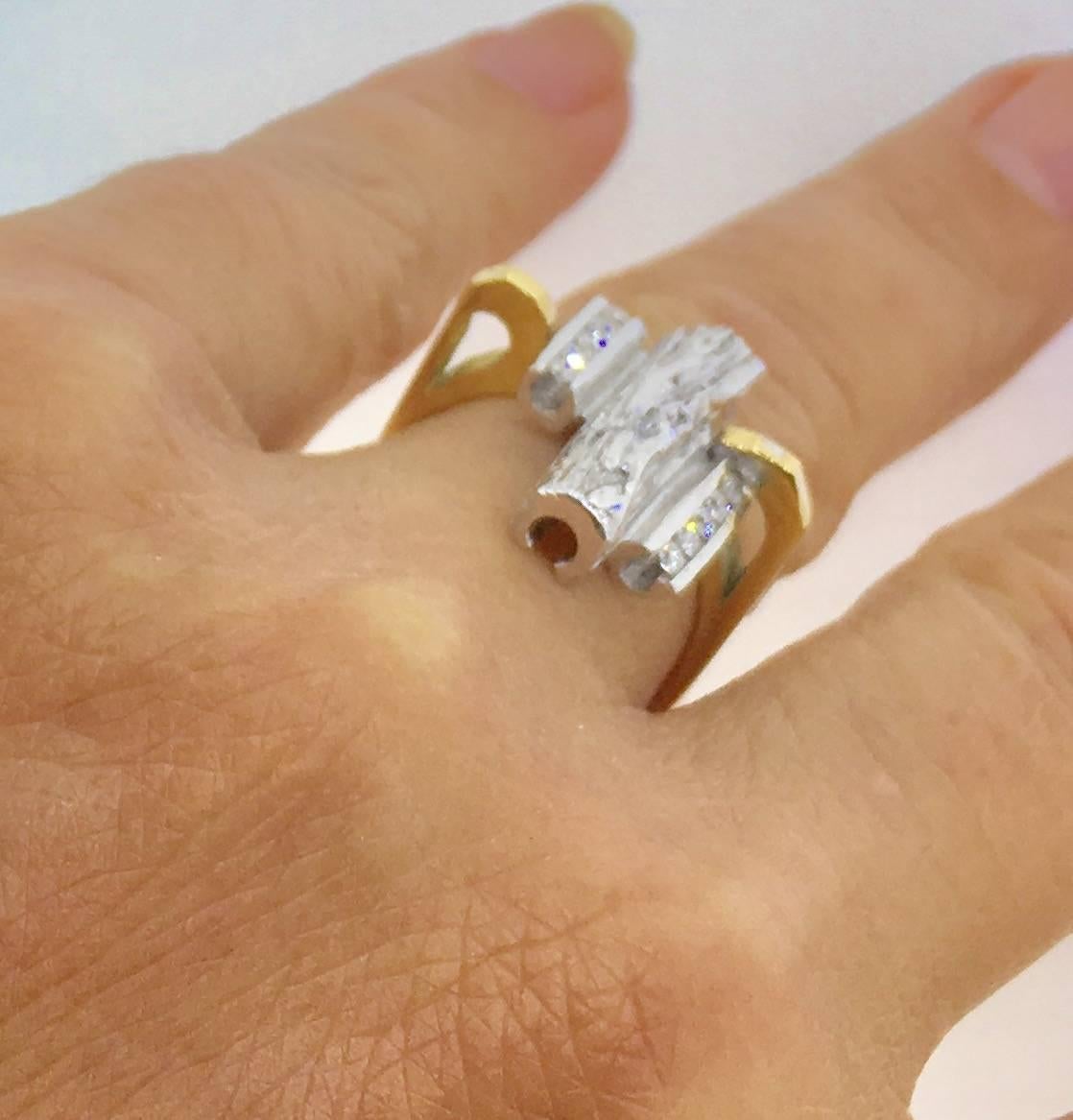  L.Van Giel Diamond and Gold Modernist Ring For Sale 1