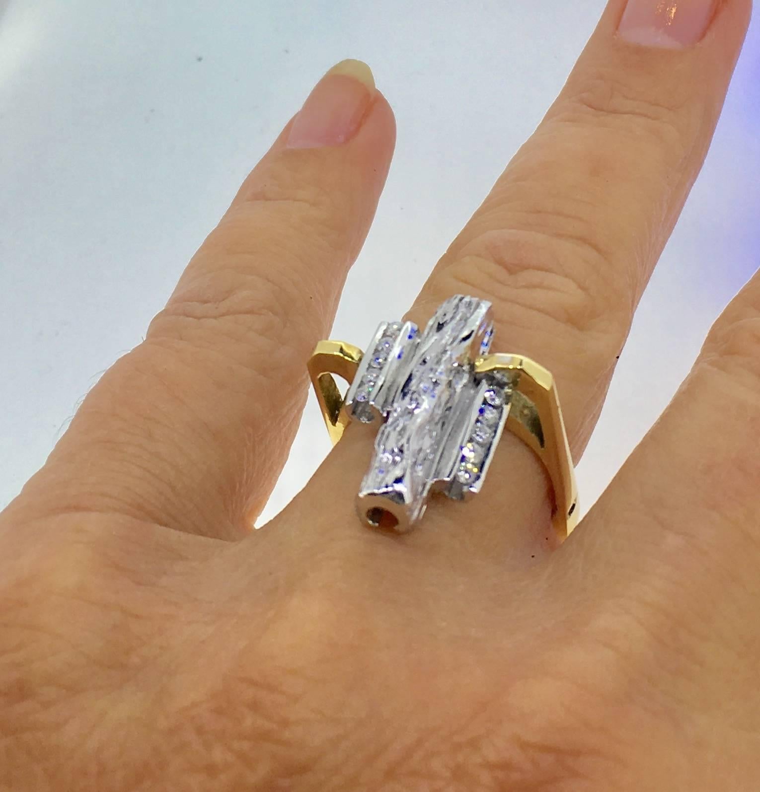  L.Van Giel Diamond and Gold Modernist Ring For Sale 2