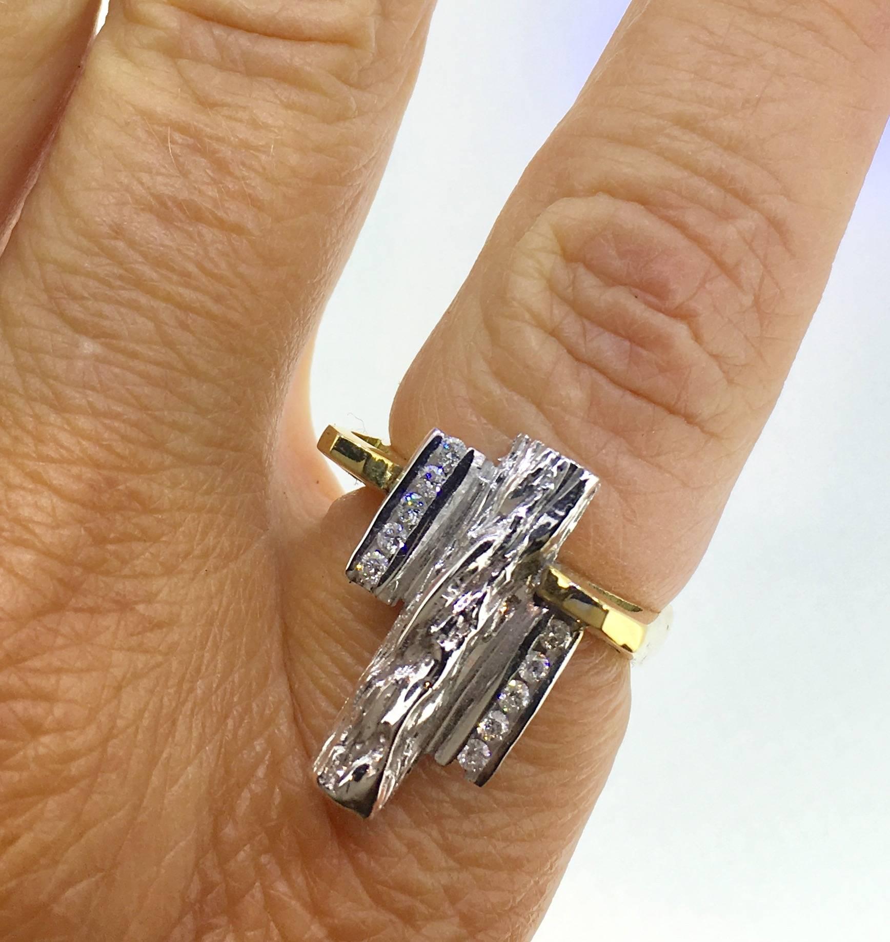  L.Van Giel Diamond and Gold Modernist Ring For Sale 3