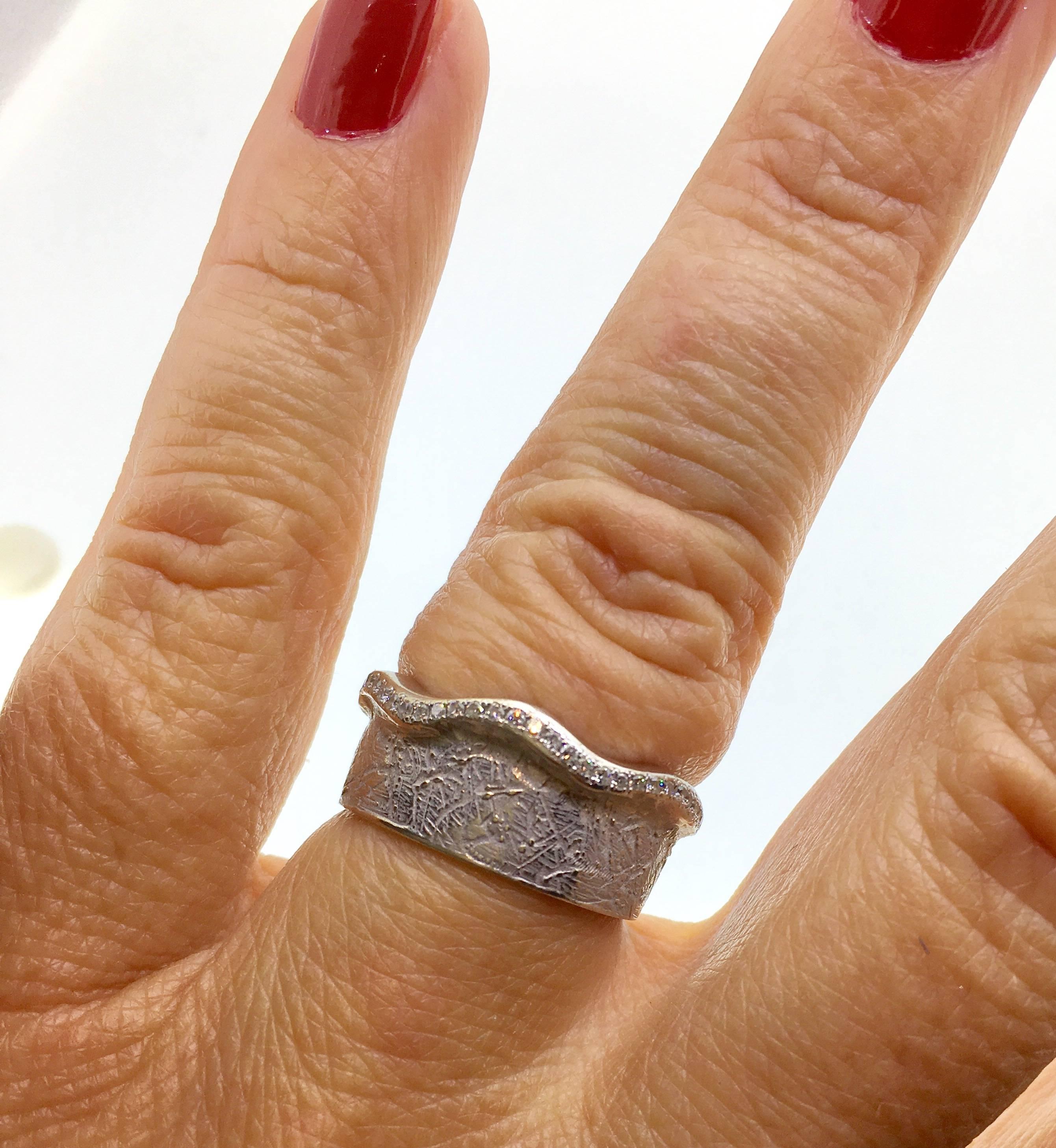 Women's or Men's S. Van Giel Diamond and Gold Modern Wedding Ring For Sale