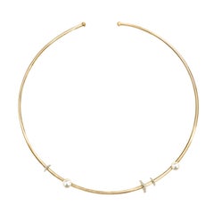 Paige Novick Diamond Pearl Gold Open Collar Necklace
